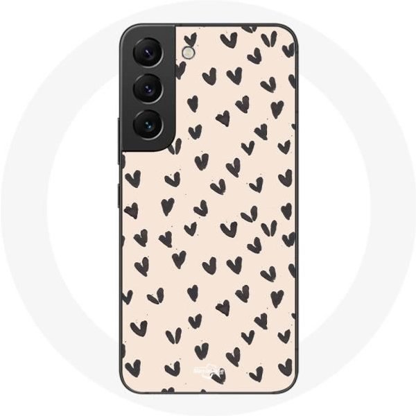 Coque Pour Samsung Galaxy S22 Fond De Texture Abstraite Coeurs Noirs-image
