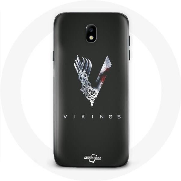 Funda Para Samsung Galaxy J5 2017 Vikings Serie Temporada 6 Logo V Espada Gris Fondo Negro-image