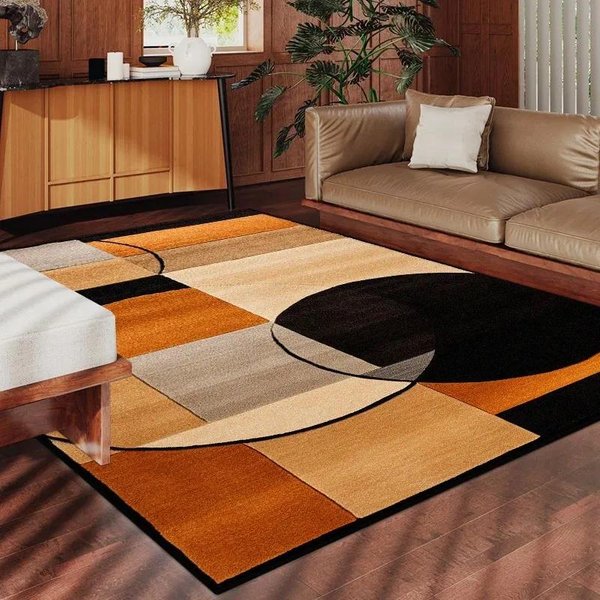 Retro Geometryczny Dywanik – AntypośLizgowy MięKki MożLiwy Do Prania W Pralce Mata PodłOgowa Do Salonu Sypialni, Dywanik Pod Sofę Stolik Kawowy 80X120Cm(31X46In)-image
