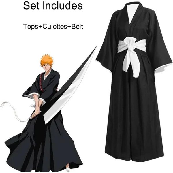 Anime Bleach Kurosaki Ichigo Cosplay Tensa Zangetsu Kostiumy Die Pa Towarzystwo Dusz Shinigami Zestaw Kimon Mugetsu Mundur XL-image