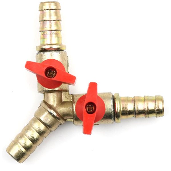 TróJdrożNy TróJnik Z MosiąDzu Y OdcinająCy ZawóR Kulowy 3/8 10 Mm Barb Paliwa Gazowego / Zacisk Zaworu-image