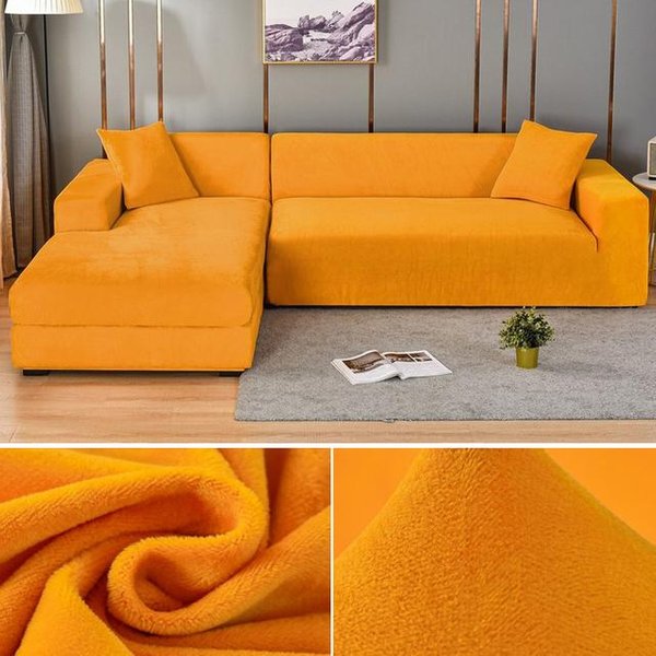 Funda De Sofá De Terciopelo EláStica Gruesa En Forma De L Para Sofá Esquinero Para Sala De Estar, Funda Extensible De 1 2 3 4 Plazas Para Sofá, Sofá, SillóN Para El Hogar 1 Seater 90-140Cm-image