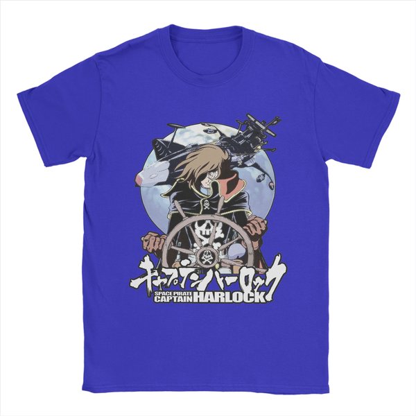 Camisetas De CapitáN Harlock Albator Pirata Espacial Para Unisex 100% AlgodóN Camisetas Vintage Cuello Redondo Camisetas De Manga Corta Ropa Tallas Grandes 2XL Gray-image