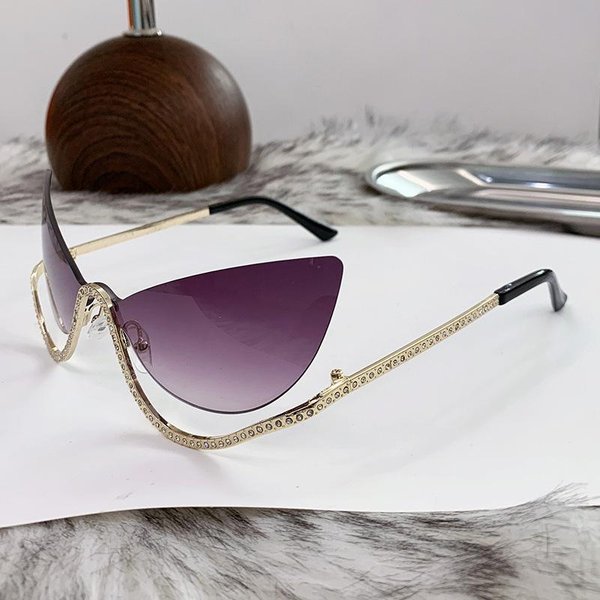 Gafas De Sol Vintage Y2K Sin Montura Ojo De Gato Para Mujer Lujo DiseñAdor Gafas De Sol Punk Populares Gafas Con Mariposa De Diamante UV400 Gray-image