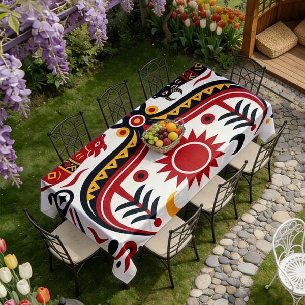 Wzory Geometryczne ProstokąTny Obrus Na Stół Dekoracja StołU Impreza ŚWiąTeczna Wodoodporny Wielokrotnego UżYtku Obrus Na StołY Kuchnia Jadalnia 90X140Cm White-image