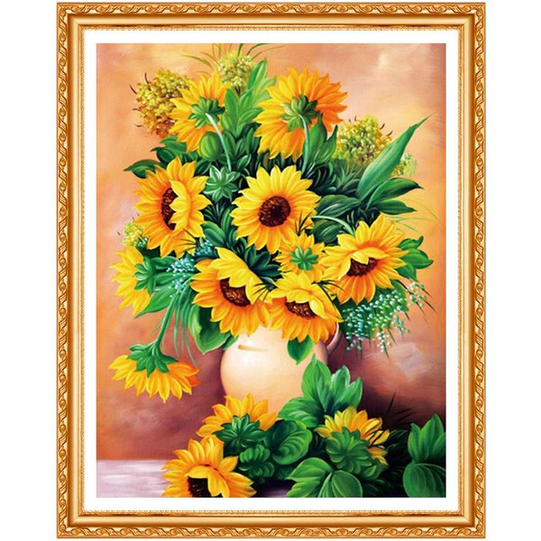 Diamentowy Haft Kwiatowy Zestaw Do RęKodziełA PełNy OkrąGłY Kryształ GóRski Diamentowy Obraz śCieg KrzyżYkowy SłOnecznik 20X30CM Yellow-image