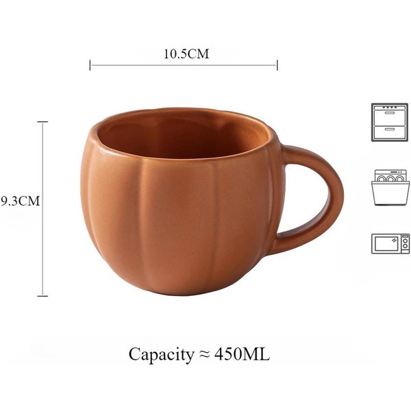 Taza De Calabaza Creativa Tazas De Café CeráMica Retro Halloween Fantasma Diablo DecoracióN Taza OtoñO Lindo Vaso De Agua Leche Desayuno Bebida 401-500Ml-image