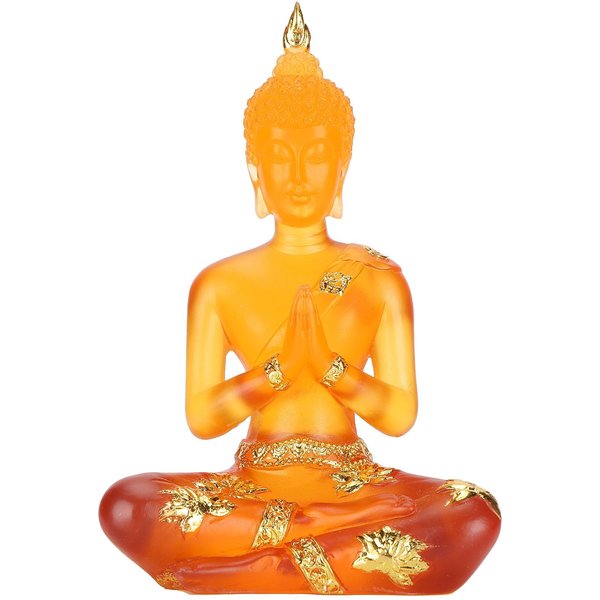 Przezroczysty SiedząCy PosąG Buddy żYwica Figurka Buddy RzeźBa Home Office Feng Shui Decor-image