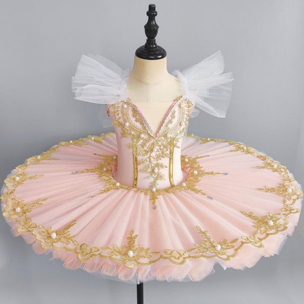 Tutú De Ballet Profesional Para NiñAs Y NiñOs, Disfraz De Ballet, Vestido De Bailarina, Disfraz De ActuacióN Para NiñAs 120Cm Naranja-image
