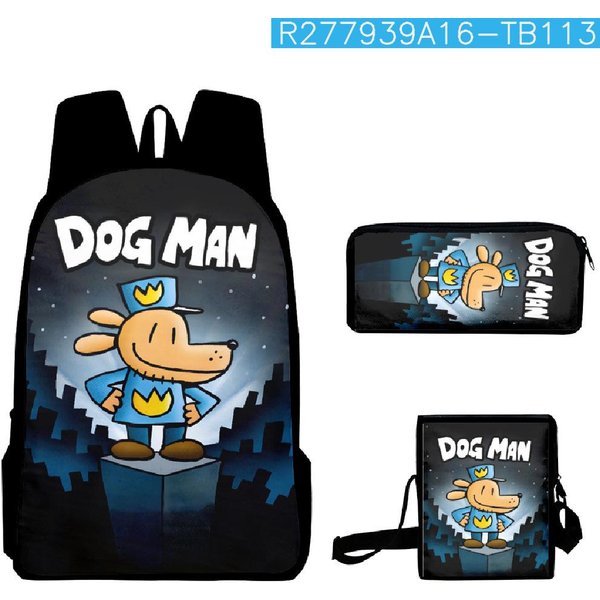 CláSico Popular Novedad Perro Hombre ImpresióN 3D 3Uds/Set Alumno Mochilas Escolares Mochila Para PortáTil Mochila Bolso De Hombro Inclinado Estuche-image
