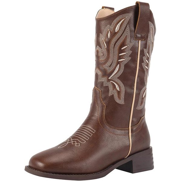 Zapatos Femeninos Venta Caliente Slip-On Botas De Mujer Moda Bordado Botas Modernas Mujer Invierno TacóN Cuadrado SóLido Botas De Media CañA 37 Gray-image
