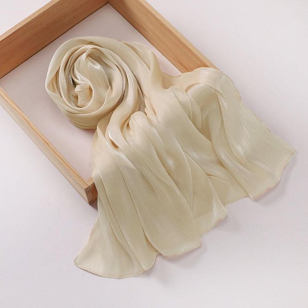 Nowy 70*175Cm Wyspa Satynowy Szyfonowy HidżAb Khimar Arabski Islam MuzułMańSki Szalik Kobiety BłYszcząCy Musulmans Femme Krepa GłAdki Jasny Szal Beige-image