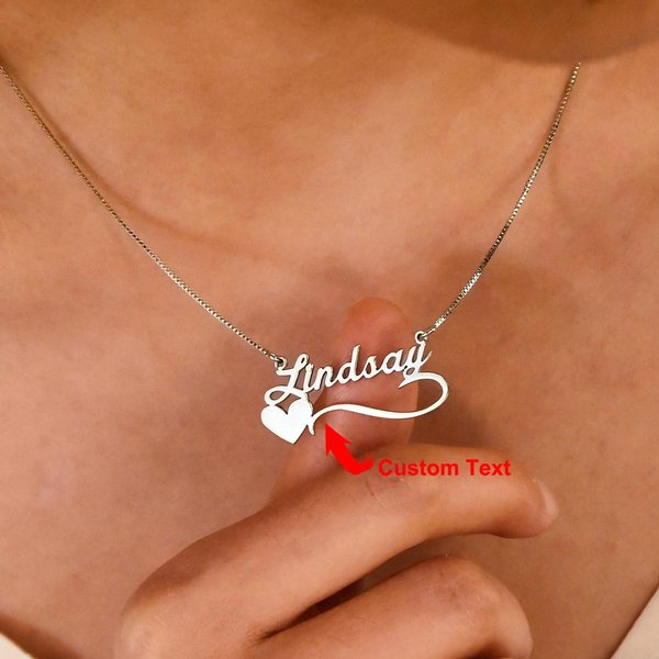 Collar Personalizado Con Nombre Y CorazóN Grabado Collar De CorazóN Collar Con Nombre De CorazóN Collar De CorazóN Personalizado Regalo Del DíA De La Madre 55Cm Brown-image