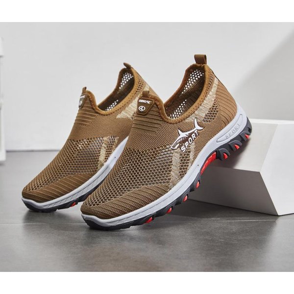 Zapatos De Malla Para Hombre, Zapatillas De Deporte Ligeras Y CóModas Para Hombre, Zapatos Planos Sin Cordones, Mocasines 45 MarróN-image