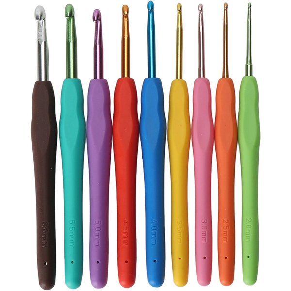 Juego De 9 Agujas De Crochet Multicolor Aluminio ErgonóMico Agarre Suave Agujas De Tejer-image