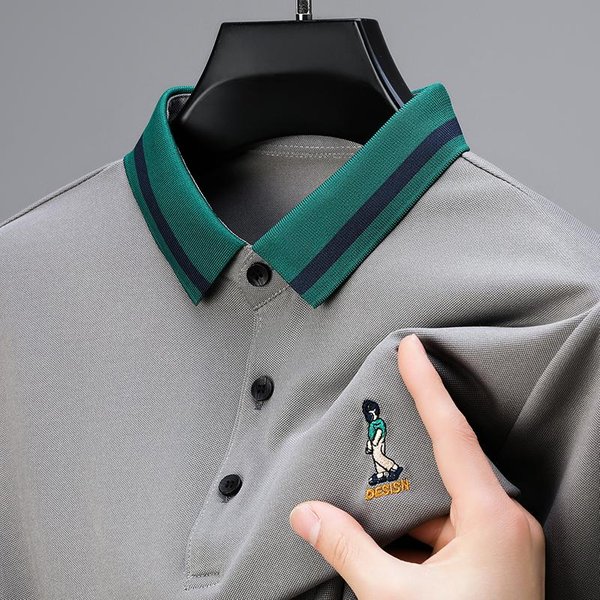 Letnia MęSka Koszulka Polo Z KołNierzykiem KróTki RęKaw T-Shirt NajwyżSza Jakość Wykwintny Haftowany KreskóWka Luksusowa Biznesowa Odzież MęSka Top M-image