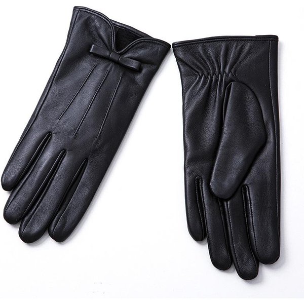 Guantes Gruesos Y CáLidos De Cuero Genuino Para Mujer, Guantes De Piel De Oveja, Ropa De OtoñO E Invierno . Gray-image