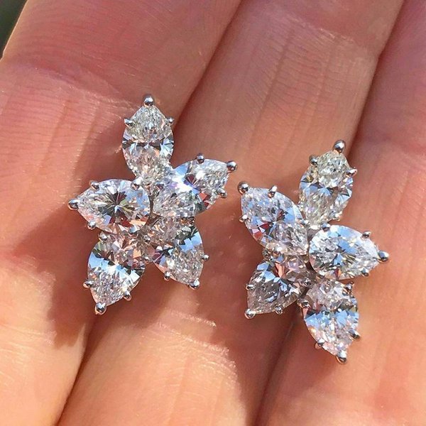 Pendientes Huitan De Circonita CúBica Delicada Para Mujer, DiseñO En Forma De Flor, Accesorios Elegantes Para Mujer, JoyeríA De Moda Para Fiestas, Nuevos-image