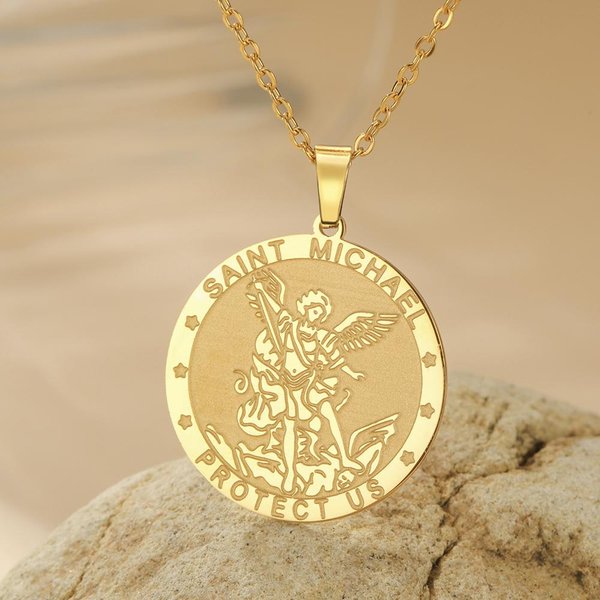 Wisiorek ArchaniołA MichałA Naszyjnik WęZeł Czarownicy Stal Nierdzewna Religijny Amulet Ochronny BiżUteria Beige-image