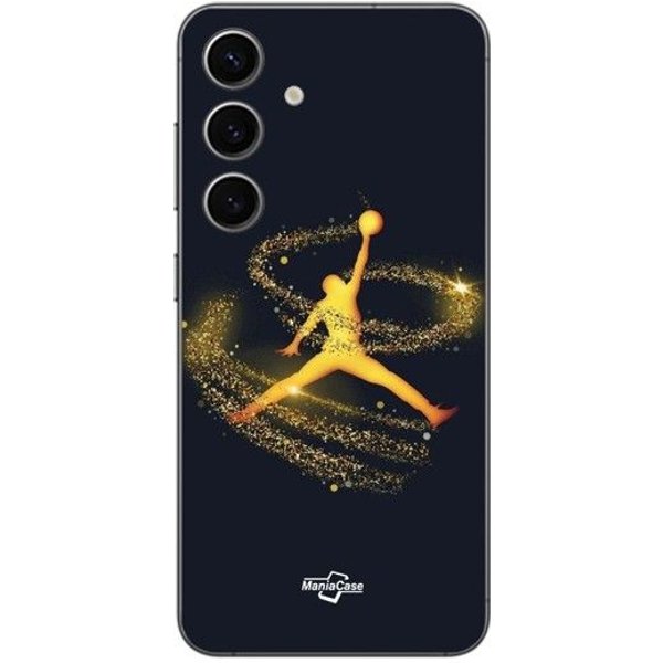 Funda - Maniacase - Samsung Galaxy S24 FE - Silicona - Flexible - Logo Dorado De Jordan Negro-image