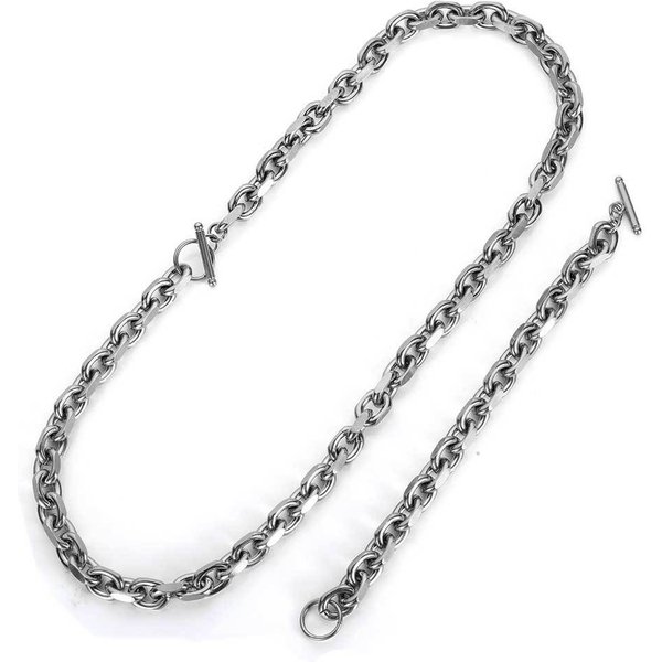 Europejski I AmerykańSki Stalowy łAńCuszek KrzyżOwy O SłOwo Bransoletka Naszyjnik Modny MęSki Hip-Hop Osobowość Trendy Akcesoria 40Cm Gray-image