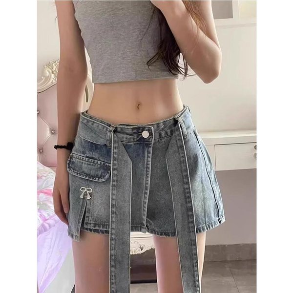 Shorts Vaqueros Para Mujer En Verano Nuevo DiseñO Tirantes Pierna Ancha Adelgazantes VersáTiles Pantalones De Corte A XL Azul-image