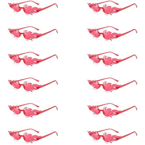 Kammpt 12 Par Okulary PrzeciwsłOneczne Z PłOmieniem Modne Bez Oprawek Kolorowe Cukierkowe Modne Prezenty Na Imprezę Okulary PrzeciwsłOneczne As Pciture Shows Pink-image