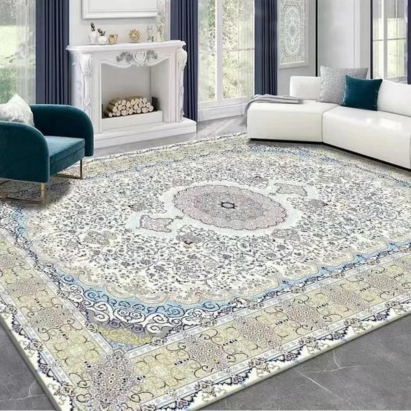 Orientalny Perski Kwiecisty Dywanik, Vintage Niebiesko-BiałY AntypośLizgowy Dywan PodłOgowy Do Salonu, Sypialni Elegancki Dom 80X120Cm 31X47Inch-image