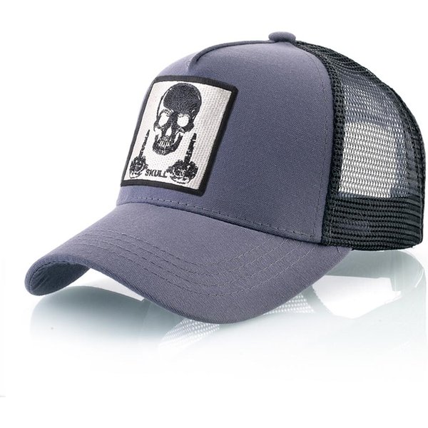 Unisex Czapka Trucker MęSka Czapka Baseballowa Na Cztery Pory Roku Z Naszywką Czaszki Damski Snapback Hip Hop Czapka Baseballowa Outdoor Sportowa Codzienna Czapka Gray-image