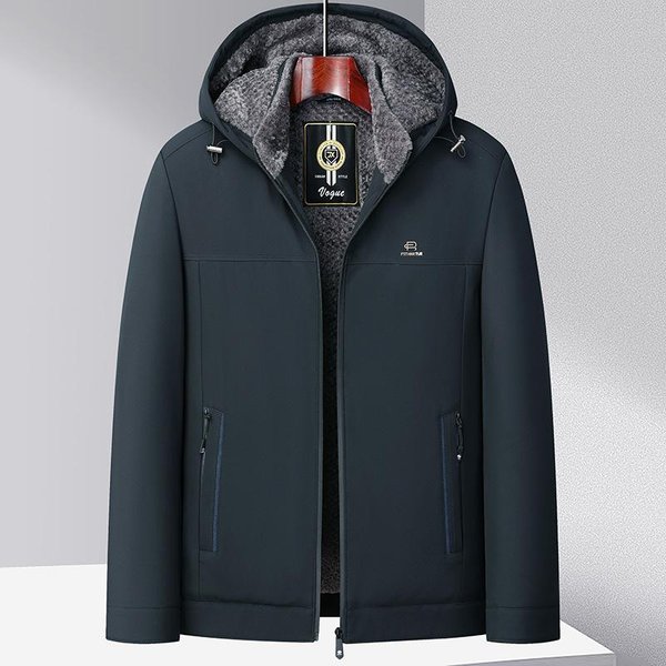 Nueva Chaqueta Con Capucha Gruesa De Terciopelo Para OtoñO E Invierno Para Hombres De Mediana Edad Y Ancianos, Chaqueta Casual Para Papá, CáLida Para Hombre 4XL Verde-image