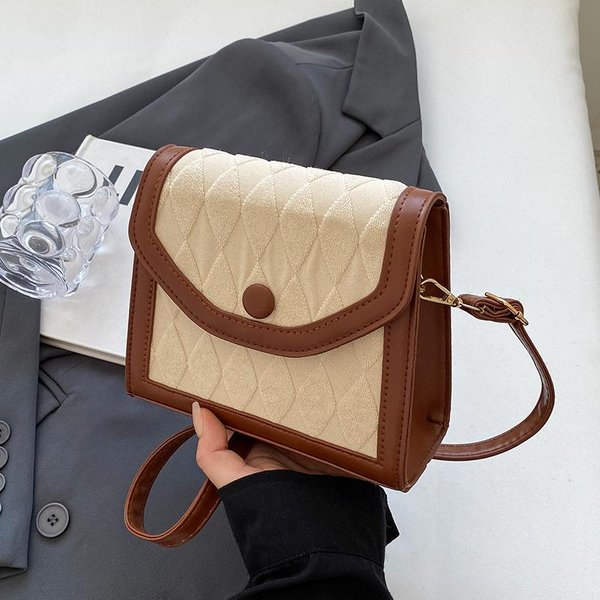 Bolso Texturizado De Alta Gama Ins Nuevo Bolso Cuadrado PequeñO Cruzado VersáTil Y A La Moda Nicho FrancéS Bolso Para TeléFono MóVil De Mujer Beige-image