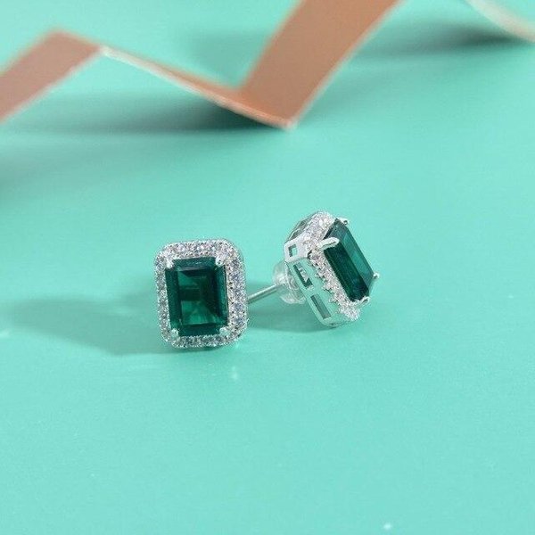 Pendientes De Tuerca De Plata De Ley S925 Con Diamantes De Lujo Para Mujer Boda Compromiso Pendientes Femeninos JoyeríA Regalos Blue-image