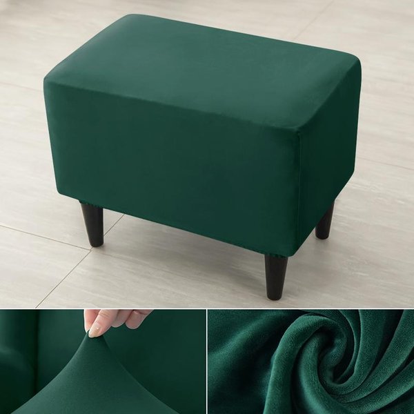 Funda Rectangular EláStica Para Taburete Otomano Protector Antideslizante ExtraíBle Para ReposapiéS De Sofá SillóN Terciopelo Suave-image