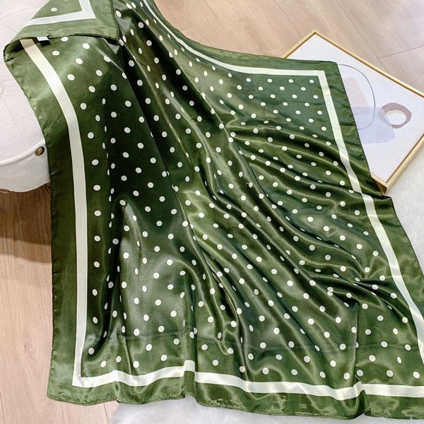 PañUelo Cuadrado Estampado De Lunares Para Mujer Chal De Seda PañUelo De Cuello Bandas Para El Cabello Femeninas Envolturas Para La Cabeza Diadema Foulard SatéN Hiyab Bandana 90X90Cm-image