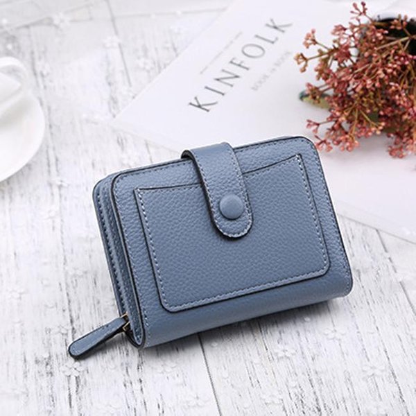 Portfele Damskie Cartera MałY Portfel Portmonetka KróTki Zamek BłYskawiczny Portfel Z ZapięCiem Moda Damska SkóRzana Portmonetka Gray-image