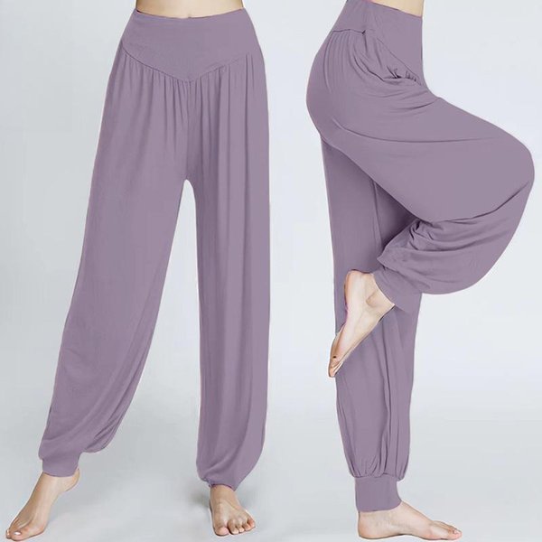 Pantalones Deportivos De Ejercicio De Modal Para Yoga Y Danza, Pantalones Bombachos Holgados De Talla Grande 3XL Morado Claro-image
