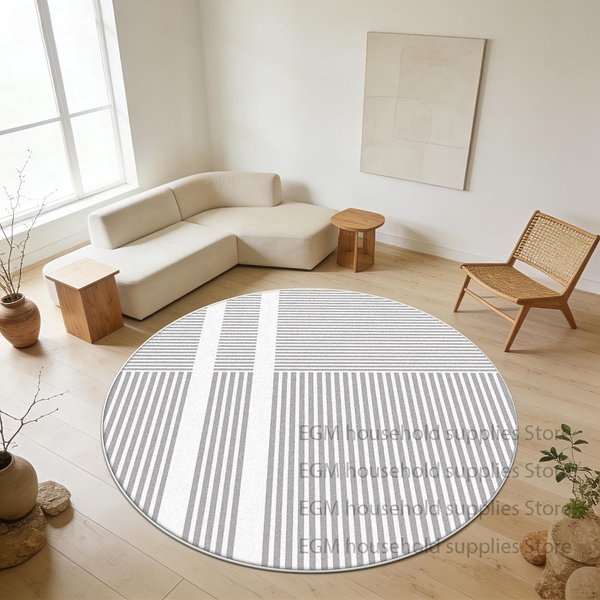 Nowoczesne Dywany Minimalistyczna Dekoracja Salonu Sypialnia OkrąGłY MięKki Dywan AntypośLizgowy Nocny Salon Zmywalna Mata PodłOgowa Gabinet 1.9Ft(60X60Cm)-image