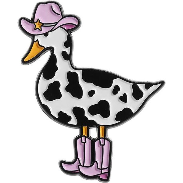 Pin Esmaltado Pato Vaquera Vaca Rosa Pato Occidental Botas De Vaquero Ganso Tonto Broche Animal Insignia Solapa JoyeríA Divertida Regalo Para Amigos Black-image