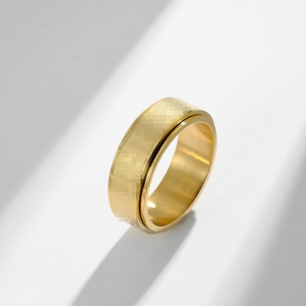JoyeríA De Acero De Titanio Anillo Giratorio De Acero Inoxidable Nicho Moderno Hombres Y Mujeres Anillo DescompresióN 12# Beige-image