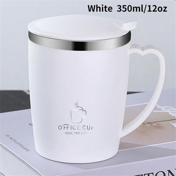 Kubek Termiczny 350Ml 304 FiliżAnka Kawy Ze Stali Nierdzewnej Z Uchwytem Szczelny Termos Kubek Izolowany PrzenośNa Butelka Termiczna Na Wodę 350Ml White-image