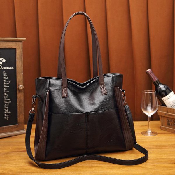 Bolso De Moda De Primavera Y Verano Para Mujer Piel De Oveja Cuero Suave Bolso De Mano De Moda Bandolera Bolso De Mamá Brown-image