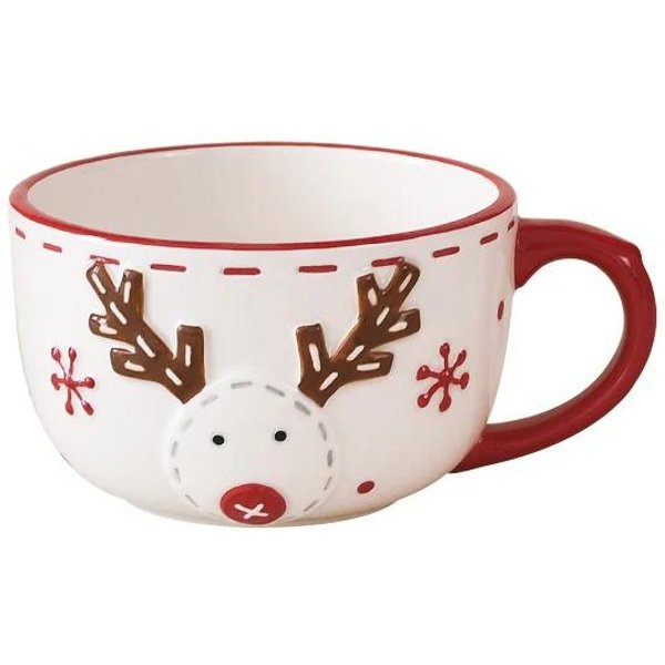 Taza De Café De CeráMica NavideñA Con Forma De Papá Noel, Taza De Café Con Relieve De Alce, Taza De Leche Para Postre Y Desayuno Para NiñOs, Regalo De Navidad 301-400Ml-image