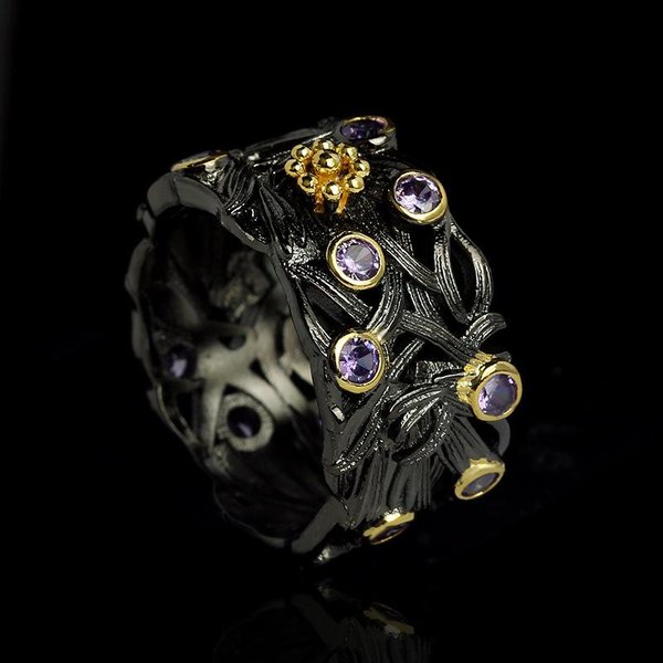 Anillo Europeo Y N Oro Negro Chapado Moda Retro FáBrica De Anillos De Oriente Medio No. 10 Black-image