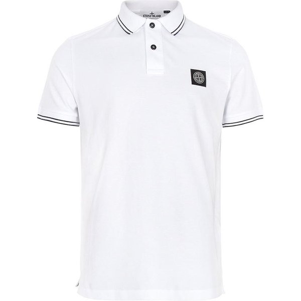 Stone Island Ss25 Koszulka Polo Z Logo Slim Fit MęSkie Topy BiałY K1S1522002-SCS0018-V1001 S White-image