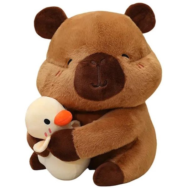 Peluche De Capibara Lindo De 50 Cm Kawaii Para Abrazar Pato Amarillo Relleno Animal De Dibujos Animados Peluche Suave MuñEco De Capibara Regalo De CumpleañOs DecoracióN De HabitacióN 50Cm-image