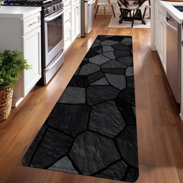 Luksusowy Geometryczny Flanelowy Dywanik Runner AntypośLizgowy DłUgi Dywan PodłOgowy WejśCie Kuchnia Sypialnia WystróJ Domu 50X160Cm 20X63Inch-image