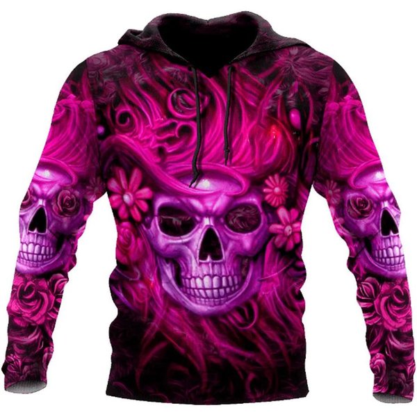 Wiosna Jesień Moda MęSka Casual Bluza Z Kapturem 3D Czaszka Nadruk MężCzyźNi Horror Swetry Bluzy Streetwear Dres Oversized Tops XL-image