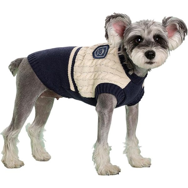 Ropa Para Mascotas Estilo Universitario Para Perro Gato SuéTer CáLido Ropa Para Cachorros Para Perros PequeñOs Medianos Chaqueta Chihuahua Bulldog FrancéS Pug Chaleco L Azul-image