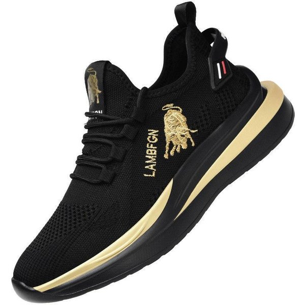 OtoñO Nuevos Zapatos Deportivos Para Hombre Flyweave Transpirables Casuales Zapatos Para Correr Superficie De Malla CóModos VersáTiles Zapatos Para Correr 44 Black-image