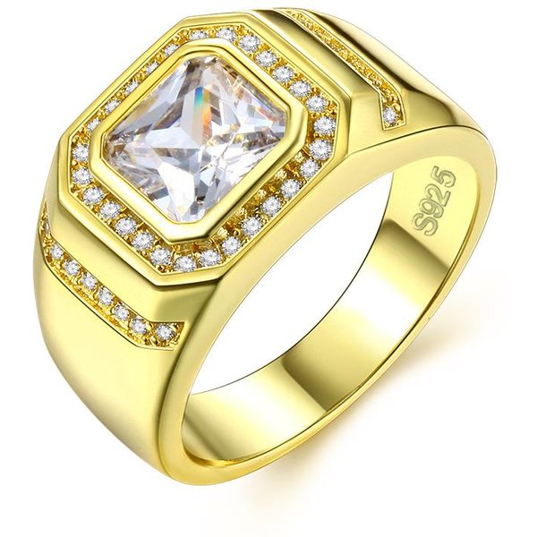 Europa Y Estados Unidos Nueva VersióN Amplia De Anillo De ImitacióN De Diamante Para Hombre Anillo De Hombre Montado A Mano Con Circonita No. 13 Beige-image